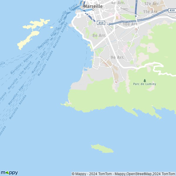 La carte pour la ville de 8e Arrondissement, Marseille
