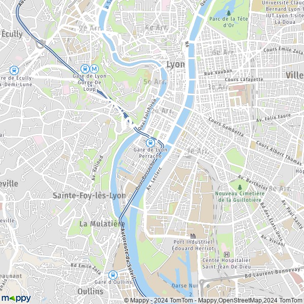 La carte pour la ville de 2e Arrondissement, Lyon