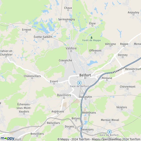 La carte pour la ville de Belfort 90000