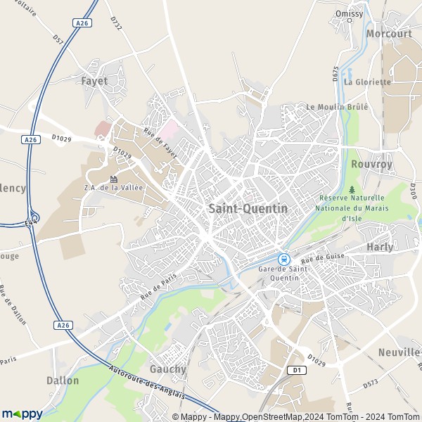 La carte pour la ville de Saint-Quentin 02100