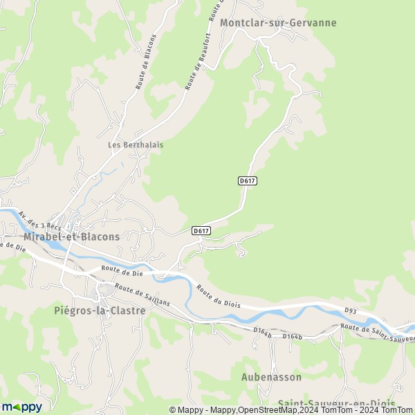 La carte pour la ville de Mirabel-et-Blacons 26400