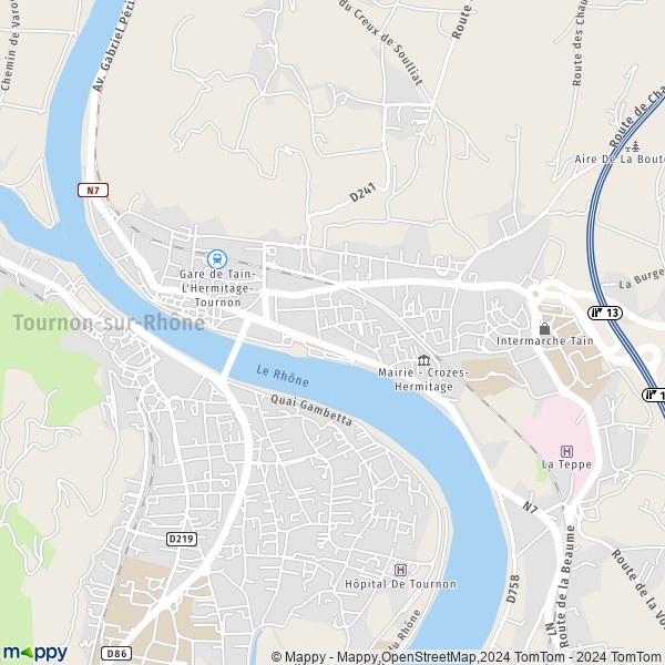 La carte pour la ville de Tain-l'Hermitage 26600