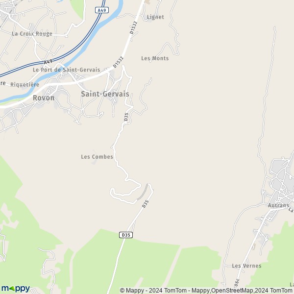 La carte pour la ville de Saint-Gervais 38470