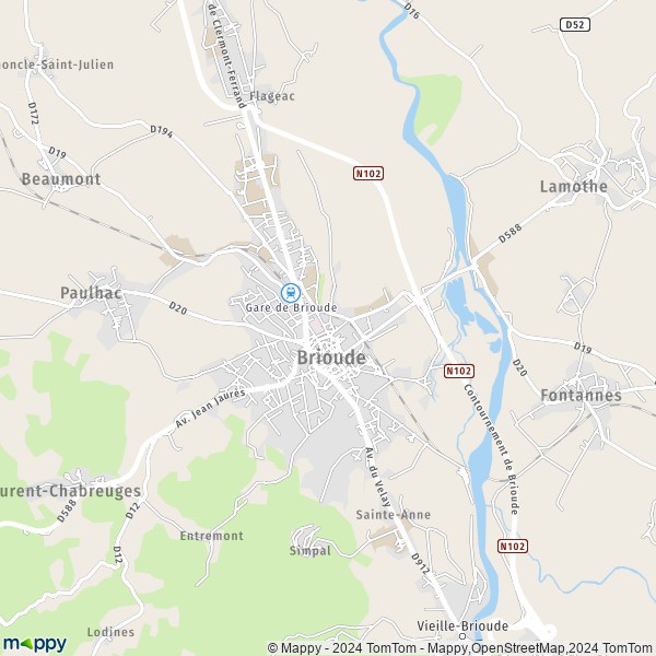 La carte pour la ville de Brioude 43100