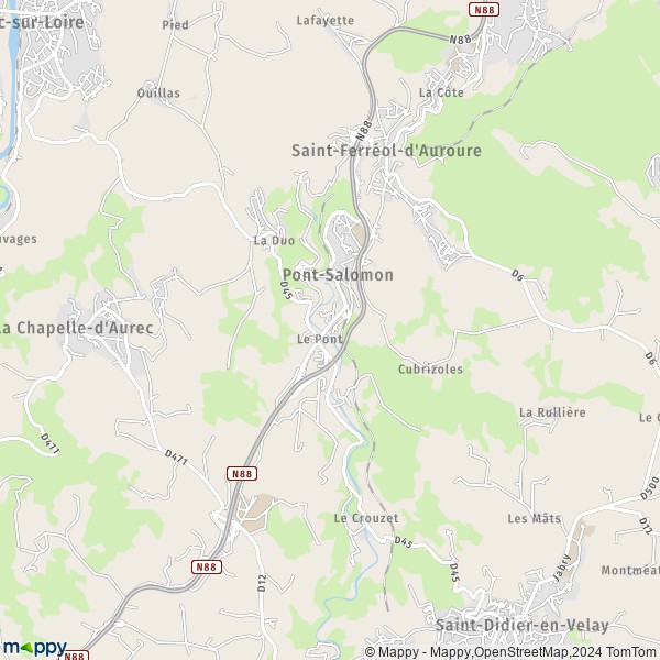 La carte pour la ville de Pont-Salomon 43330