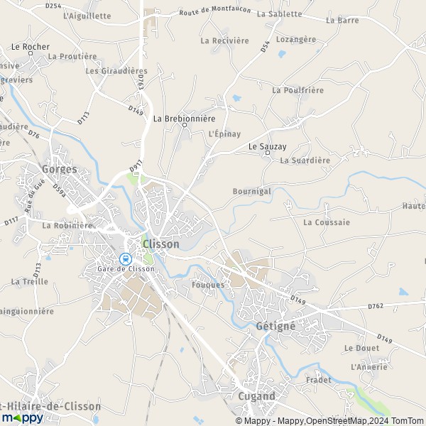 La carte pour la ville de Clisson 44190