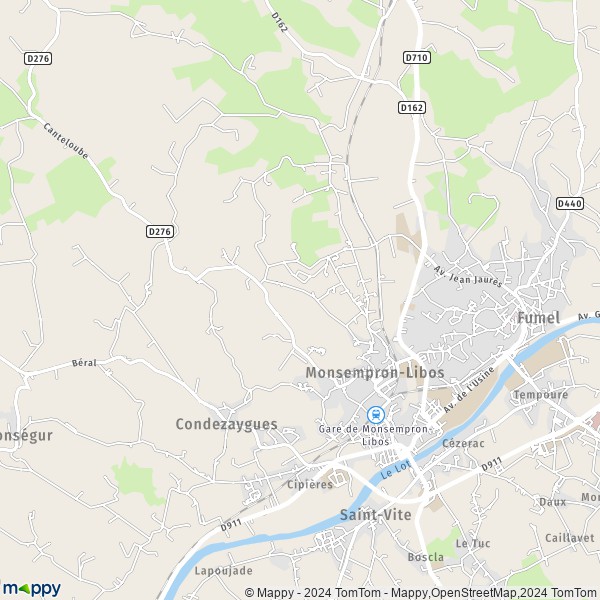 La carte pour la ville de Monsempron-Libos 47500