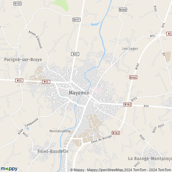 La carte pour la ville de Mayenne 53100