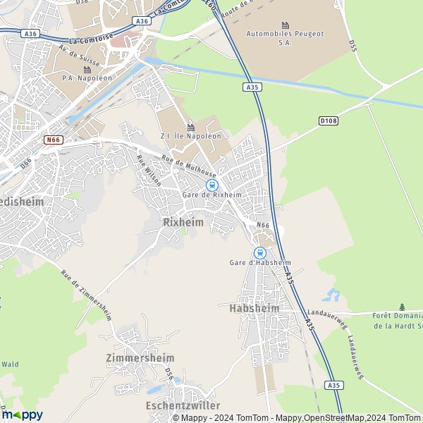 La carte pour la ville de Rixheim 68170