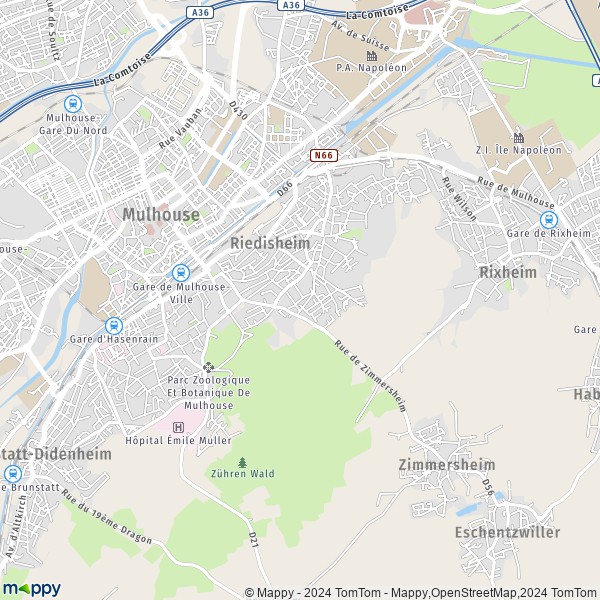 La carte pour la ville de Riedisheim 68400