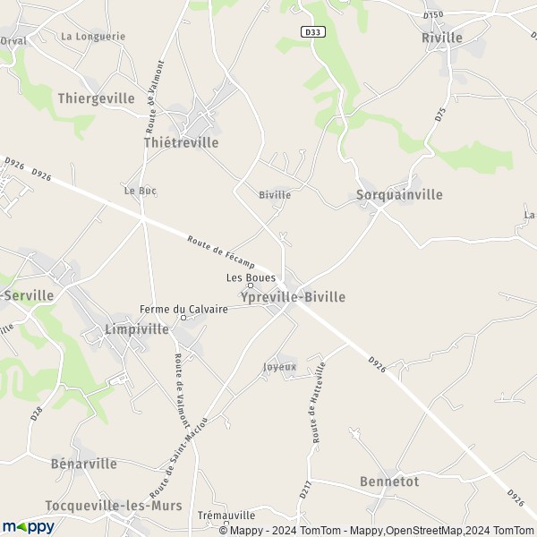 La carte pour la ville de Ypreville-Biville 76540