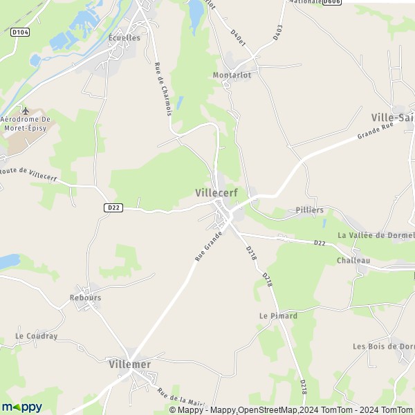 La carte pour la ville de Villecerf 77250