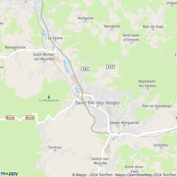 La carte pour la ville de Saint-Dié-des-Vosges 88100