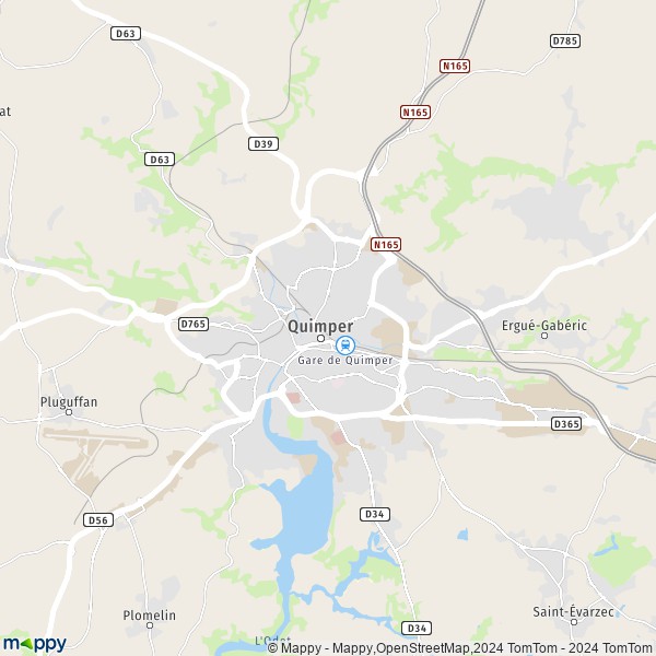 La carte pour la ville de Quimper 29000
