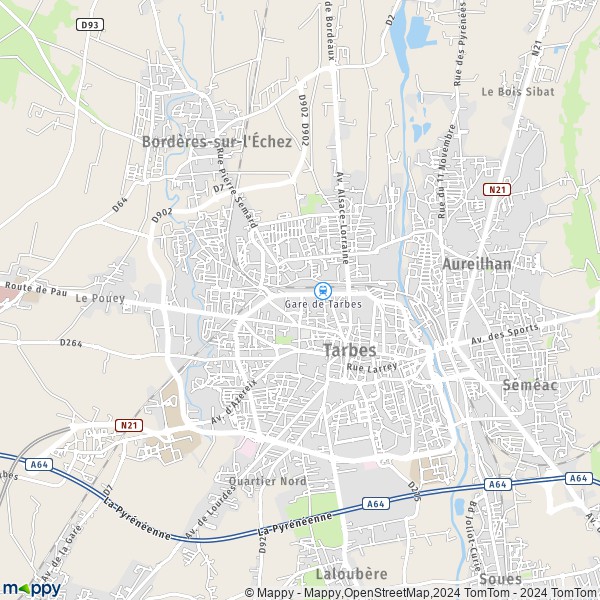 La carte pour la ville de Tarbes 65000