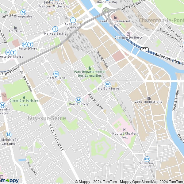La carte pour la ville de Ivry-sur-Seine 94200